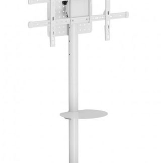 Stand TV mobil pe roti Techly ICA-TR55, raft pentru dispozitive multimedia, 37 - 86 inch, reglabil (Alb)