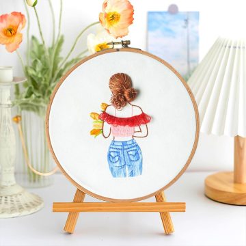 Kit Broderie DIY, Silhouette, Fata cu parul prins