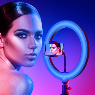 Lampa LED Make up Profesionala BlitzWof BW-SL5 RGB, 120 Leduri, 10 culori, trepied