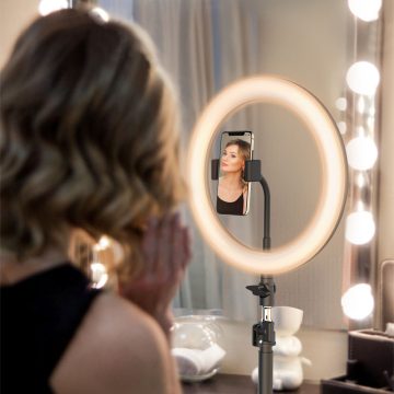 Lampa led makeup profesionala, Ring Light cu 120 leduri lumina rece si calda