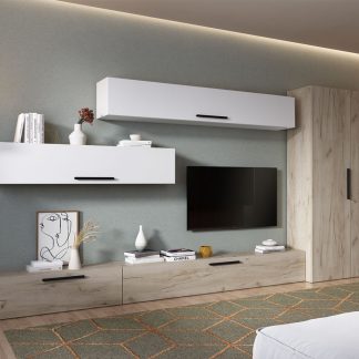 Living Pati 003 - Mobila Sufragerie Alba + Stejar