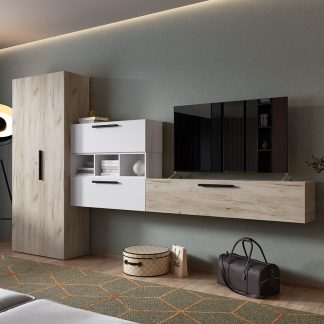 Living Pati 005 - Mobila Sufragerie Stejar + Alb