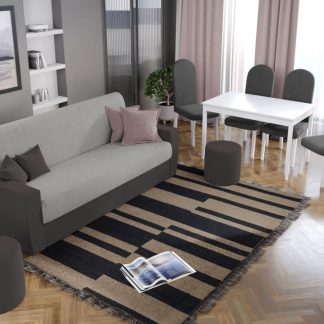 Pachet Mobila Canapea Corsica Gri / Gri Antracit + Masa Grand Alba + 4 Scaune Grand Gri Inchis