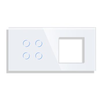 Panou Intrerupator Cvadruplu cu Touch si Priza Simpla Din Sticla LUXION