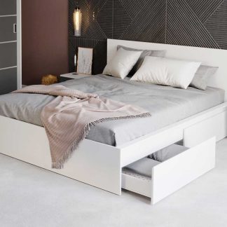 Pat Alb optional lada de depozitare 140x200 2 sertare