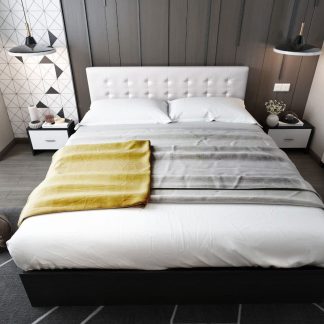 Pat matrimonial Mario tapitat alb 140x200