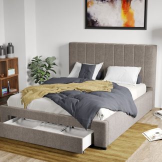 Pat Tapitat Adam cu somiera si sertar Bej - Eden 4