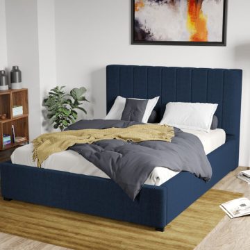 Pat Tapitat Adam cu somiera fixa Bleumarin - Falcone 80 90 x 200