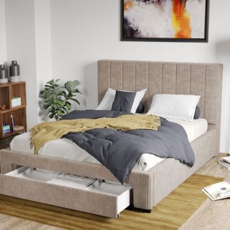 Pat Tapitat Adam cu somiera si sertar Bej - Poso 02