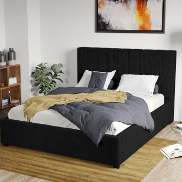 Pat Tapitat Adam cu somiera fixa Negru - Poso 135 160x200
