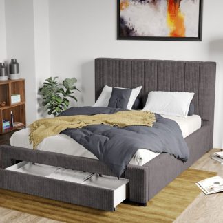 Pat Tapitat Adam cu somiera si sertar Gri - Poso 22