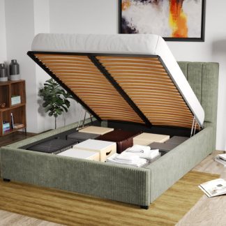 Pat Tapitat Adam cu somiera rabatabila si lada de depozitare Vernil - Poso 47 180x200