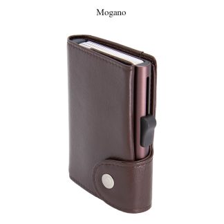 Portofel Carduri RFID XL din piele cu buzunar de monede