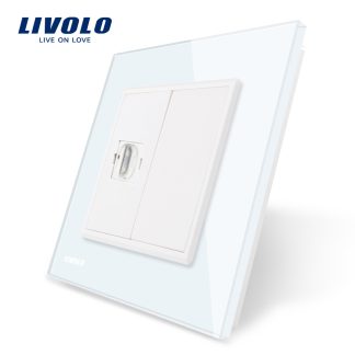 Priza simpla HDMI Livolo cu rama din sticla