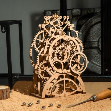Puzzle 3D Ceas cu pendul, Lemn, Robotime