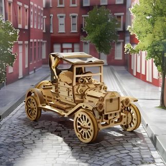 Puzzle 3D Retro Car UGR-T din lemn, Ugears