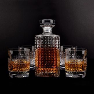 Set cadou decantor Whiskey Sticla cu 4 pahare Elixir