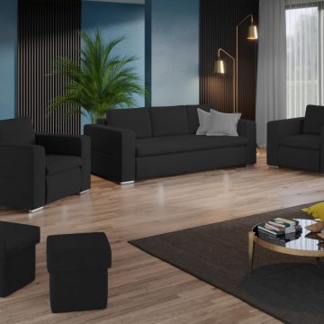 Set Canapea si Fotolii Ivy Gri Antracit