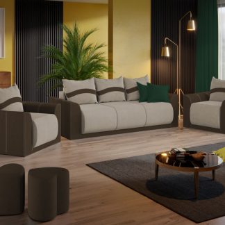 Set Canapea si Fotolii Nova Crem / Maro