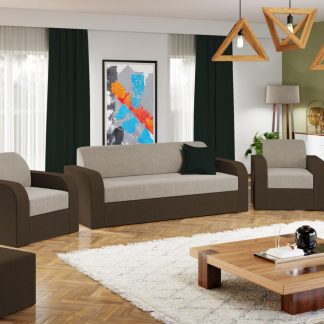 Set Canapea si Fotolii Mini Crem / Maro