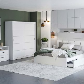 Set Mobila Dormitor Nordis Alb C13 tapitat