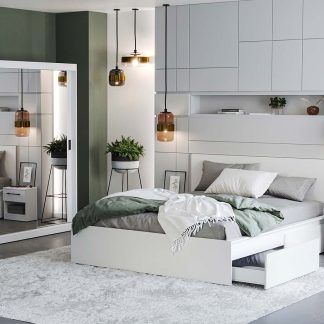 Set Mobila Dormitor Nordis Alb C19 cu oglinda