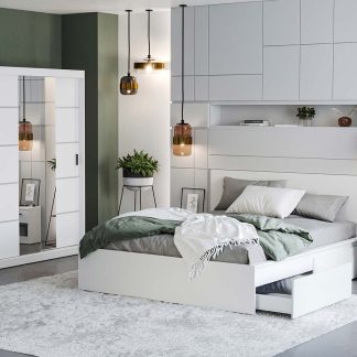 Set Mobila Dormitor Nordis Alb C20 cu oglinda