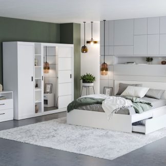 Set Mobila Dormitor Nordis Alb C22 cu oglinda