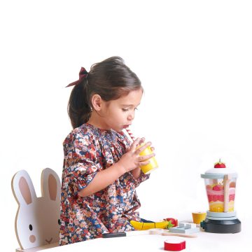 Set jucarii din lemn Blender pentru fructe, 22 piese