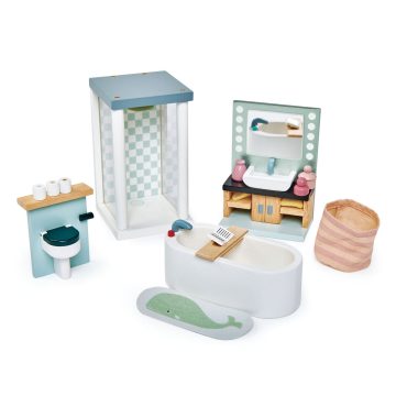 Set jucarii din lemn Mobilier baie, 16 piese