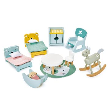 Set jucarii din lemn Mobilier Camera copiilor, 14 piese