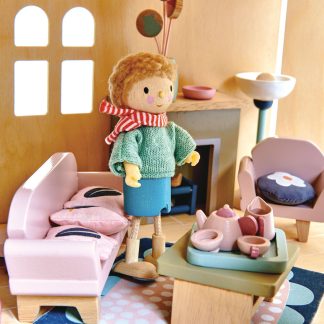 Set jucarii din lemn Mobilier camera de zi, 33 piese