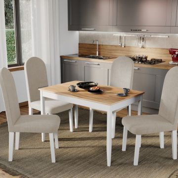 Set Masa Grand Stejar + 4 Scaune Grand Crem