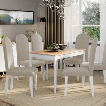 Set Masa Grand Stejar + 6 Scaune Grand Crem
