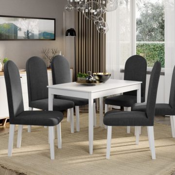 Set Masa Grand Alba + 6 Scaune Grand Gri Inchis