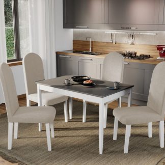 Set Masa Grand Gri + 4 Scaune Grand Crem