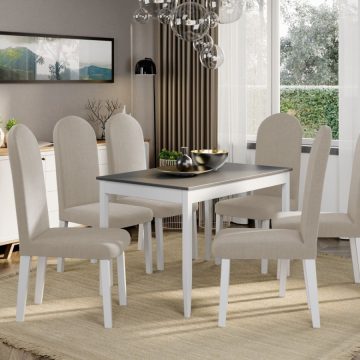 Set Masa Grand Gri + 6 Scaune Grand Crem