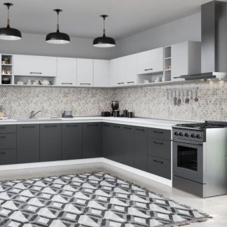 Set Mobila Bucatarie Colt Mina Dual 280*280 Gri Antracit/Alb C118