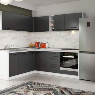 Set Mobila Bucatarie Colt Mina Grafit 180*220 Gri Antracit - C86