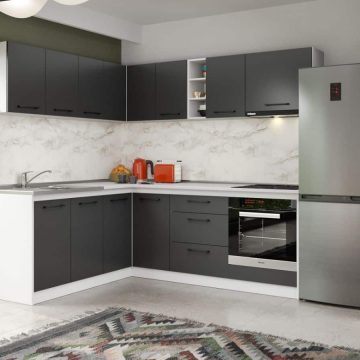 Set Mobila Bucatarie Colt Mina Grafit 180*220 Gri Antracit - C86