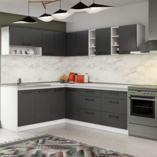 Set Mobila Bucatarie Colt Mina Grafit 180*220 Gri Antracit - C94