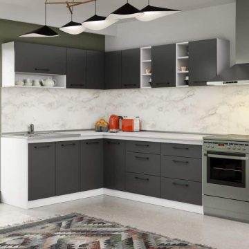 Set Mobila Bucatarie Colt Mina Grafit 180*220 Gri Antracit - C94