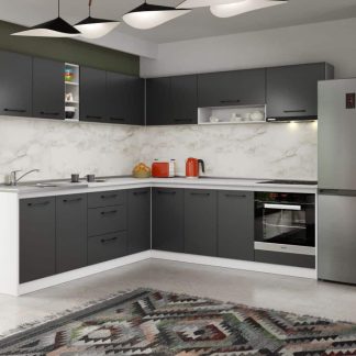 Set Mobila Bucatarie Colt Mina Grafit 240*240 Gri Antracit - C87