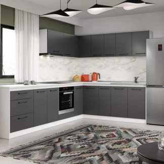 Set Mobila Bucatarie Colt Mina Grafit 300*210 Gri Antracit - C93