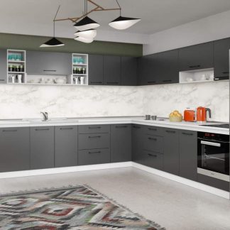 Set Mobila Bucatarie Colt Mina Grafit 300*300 Gri Antracit - C91