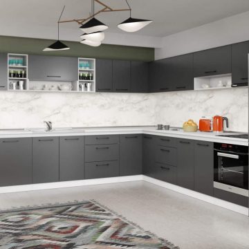 Set Mobila Bucatarie Colt Mina Grafit 300*300 Gri Antracit - C91
