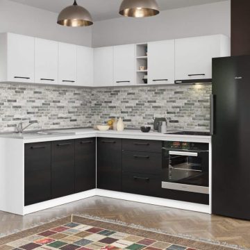 Set Mobila Bucatarie Colt Mina Yang 180*220 Ferrara/Alb C140