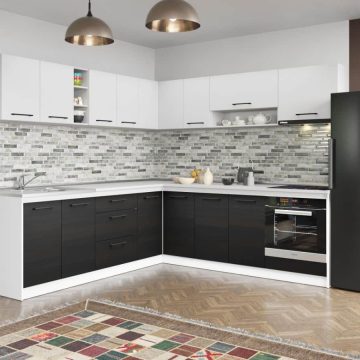 Set Mobila Bucatarie Colt Mina Yang 240*240 Ferrara/Alb C141