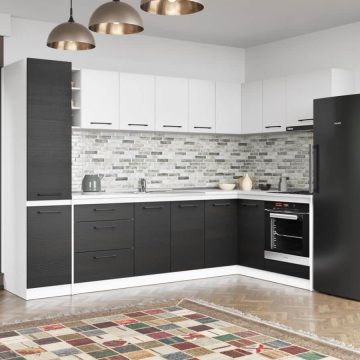 Set Mobila Bucatarie Colt Mina Yang 280*160 Ferrara/Alb C144