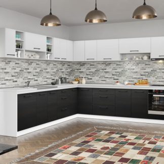 Set Mobila Bucatarie Colt Mina Yang 300*300 Ferrara/Alb C145